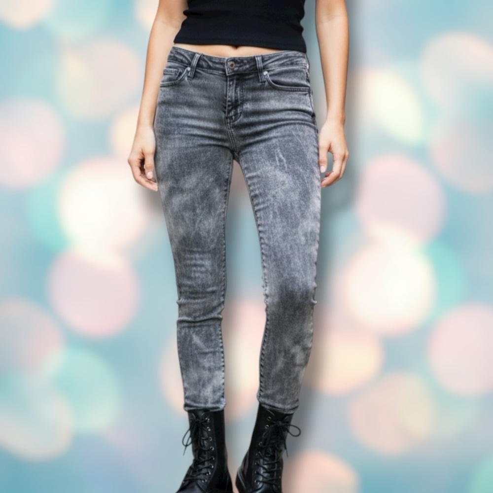 Lucky Brand Women’s Vintage Y2K Low-Rise Acid Wash Gray Denim Skinny Jeans 8 - Picture 1 of 7